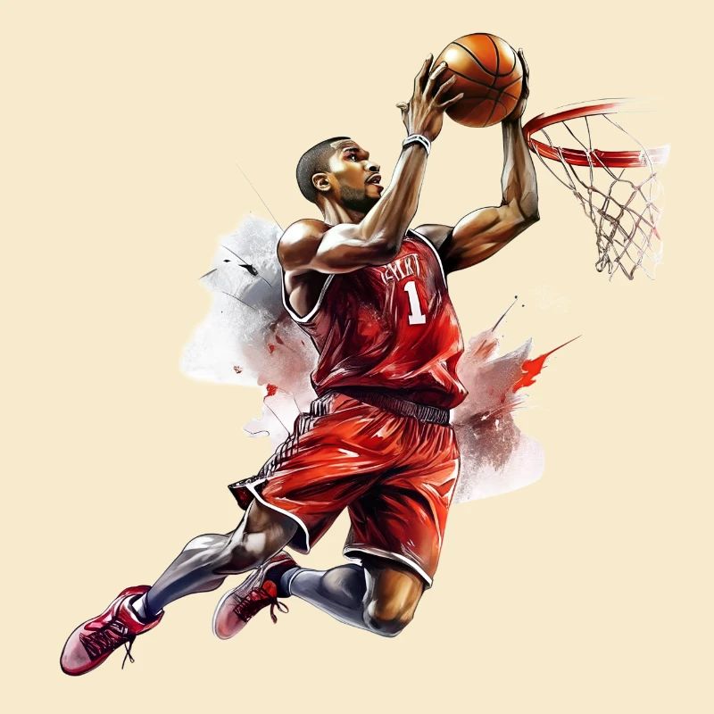 Panier de dessin de basketteur avec lapi
