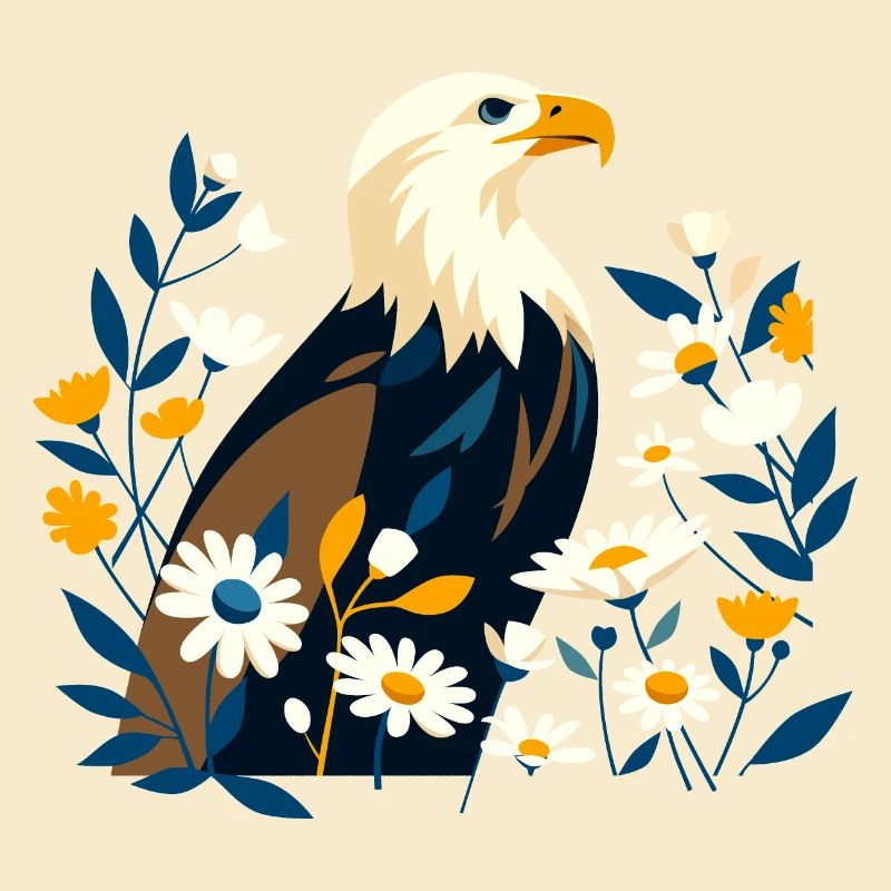 Aigle avec des fleurs