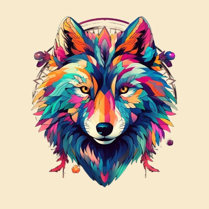 Neon Shadow Wolf Circle