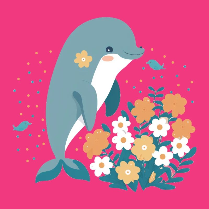 Charmant dauphin dans la mer de fleurs 3