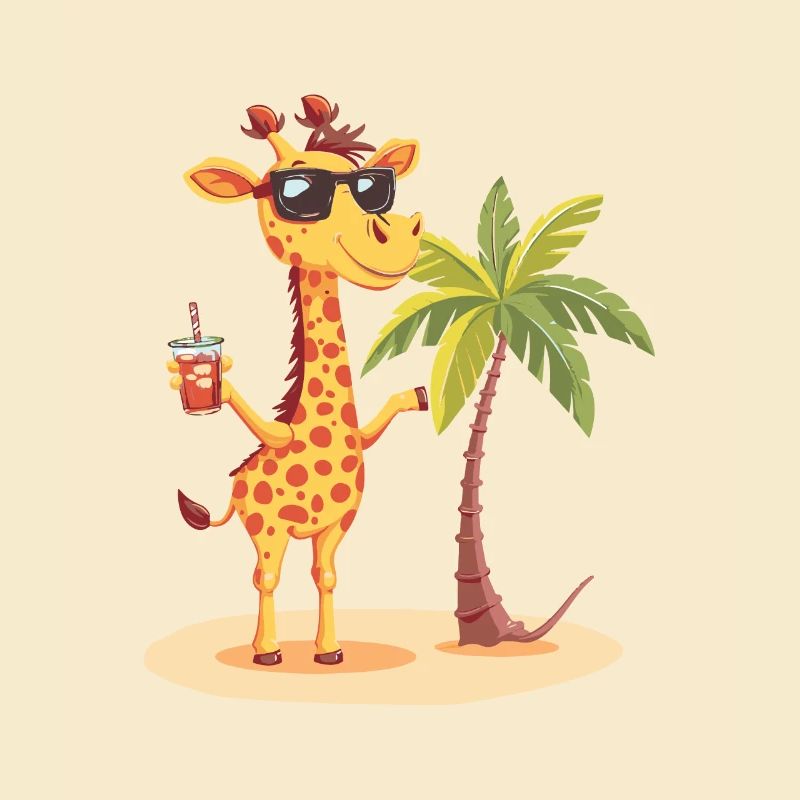 Giraffe Sommer Strand Comic