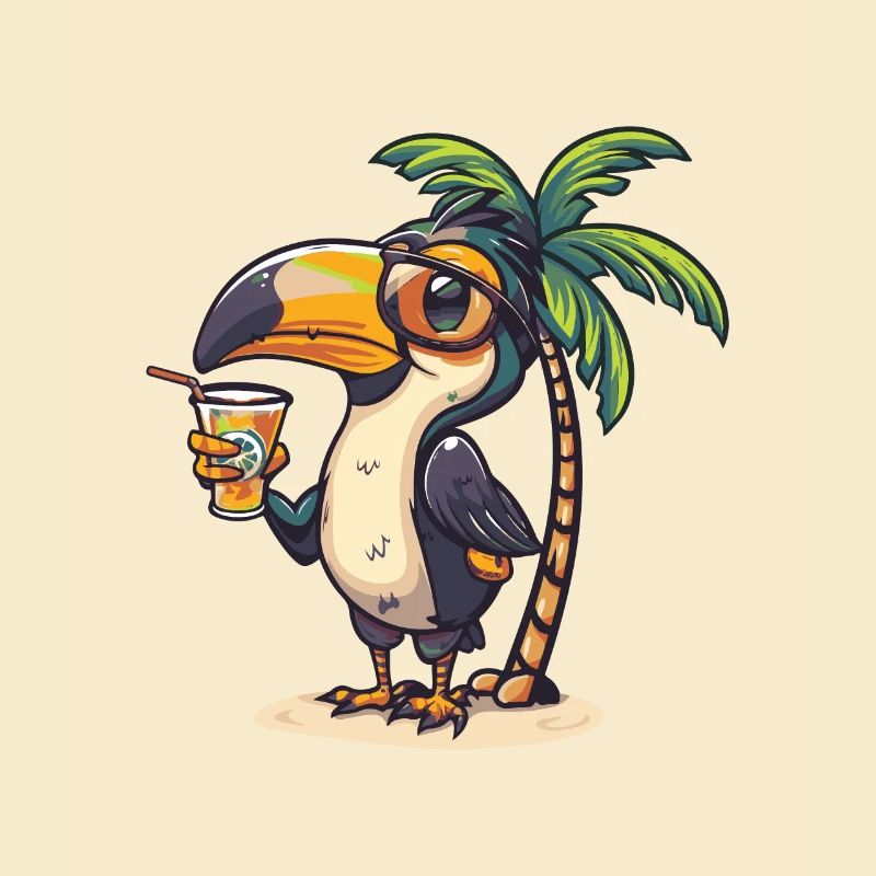 Tukan Vogel Sommer Strand Comic