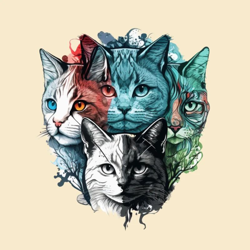 Bunte Katzengesichter