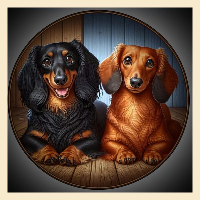 De mignons teckels ensemble.