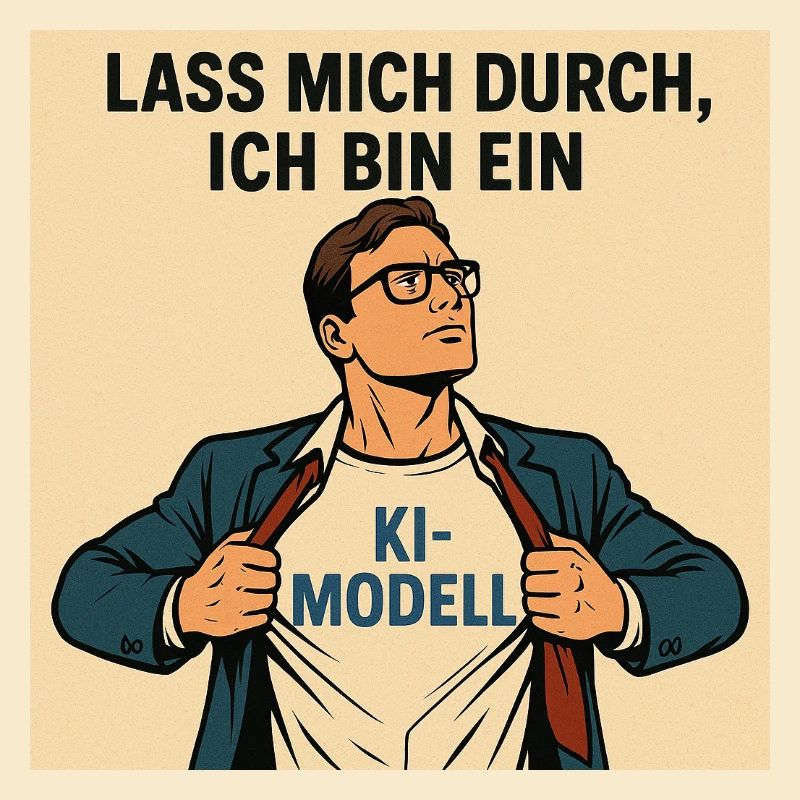 Humorvoller KI-Modell Heldenkleidung