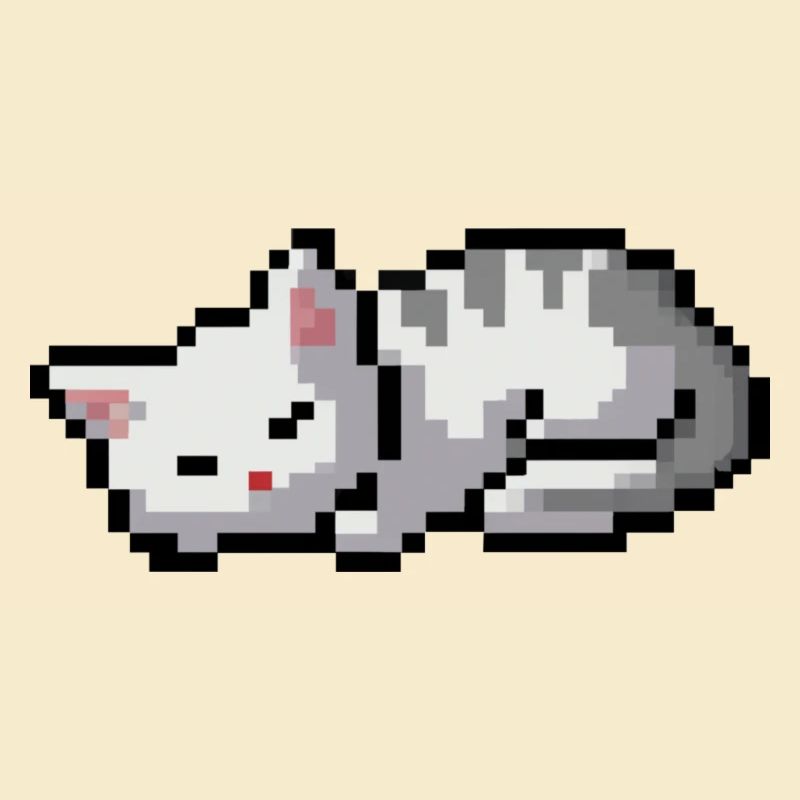 Schlafendes Kätzchen Pixel Art