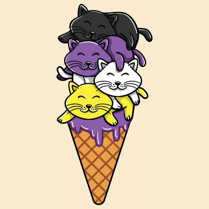 Nonbinäre Eiscreme Katzen Nonbinary Pride