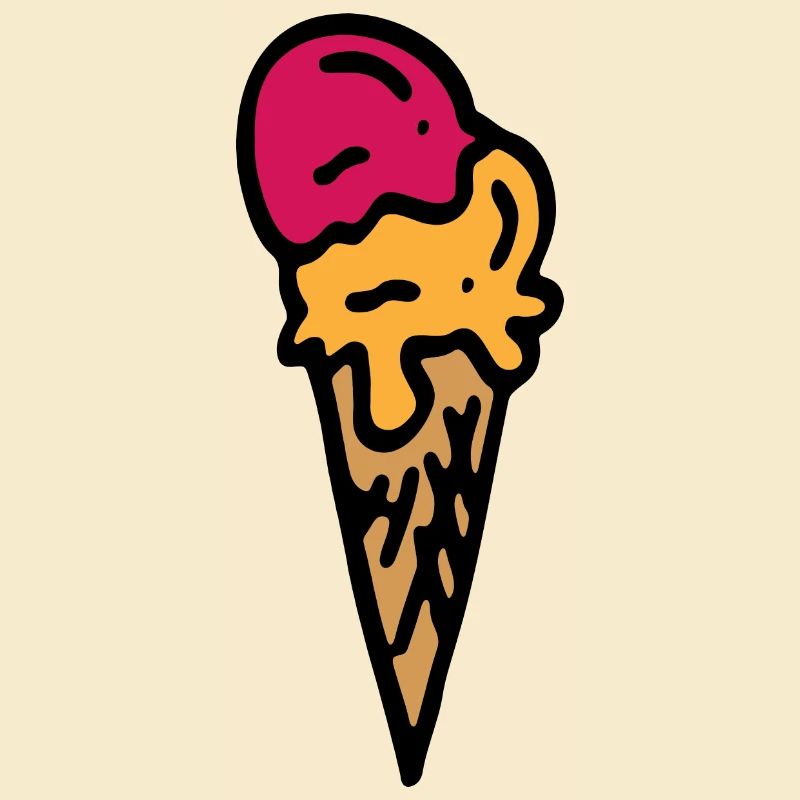 Ice cream waffle colored / ice cream waffle strawberry mango