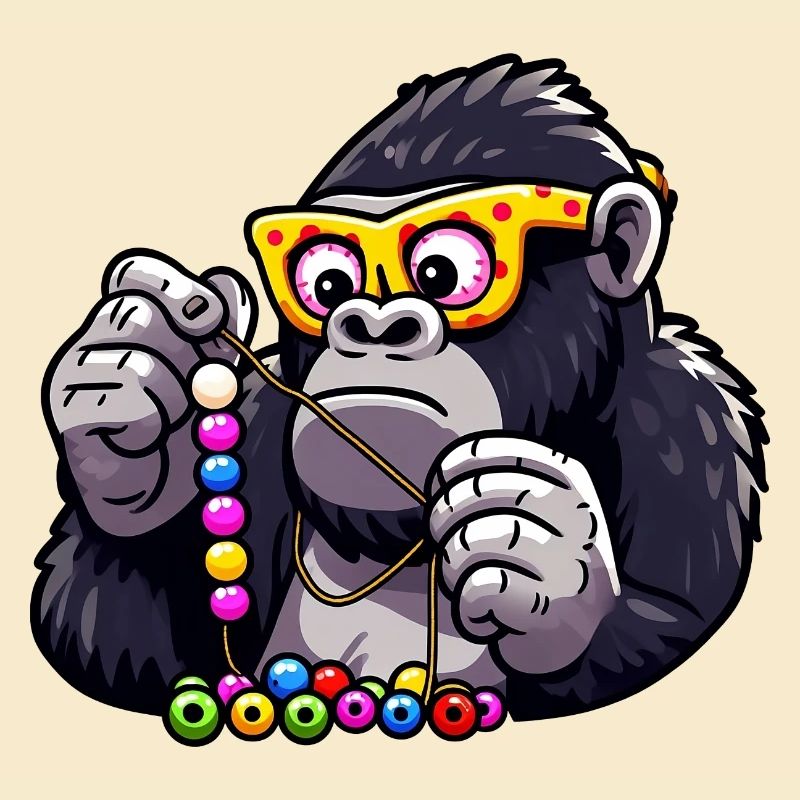 Gorilla stringing pearls