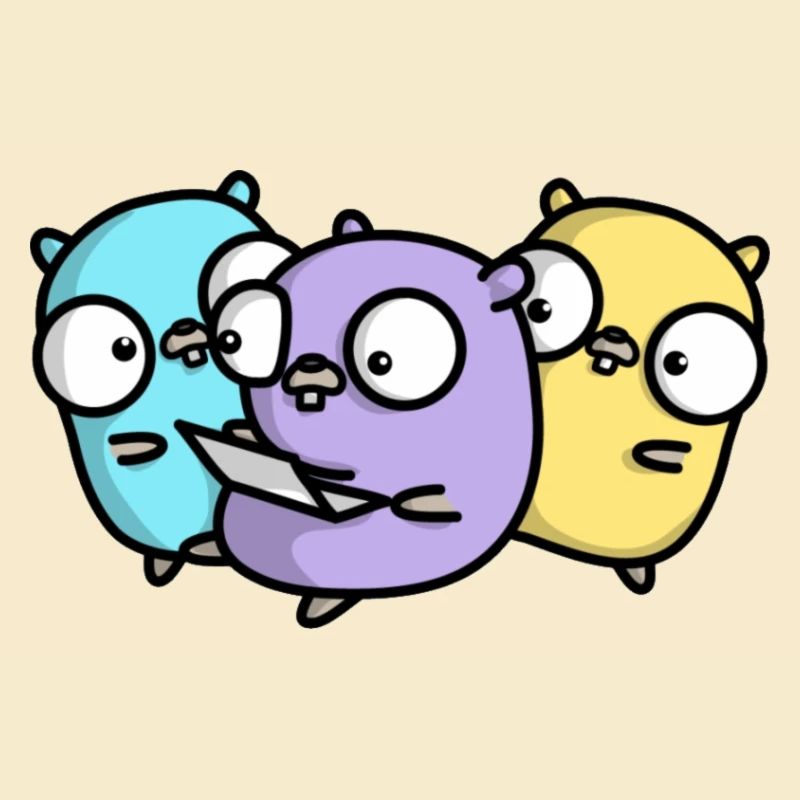 Drei niedliche Gopher beim Pair Programming