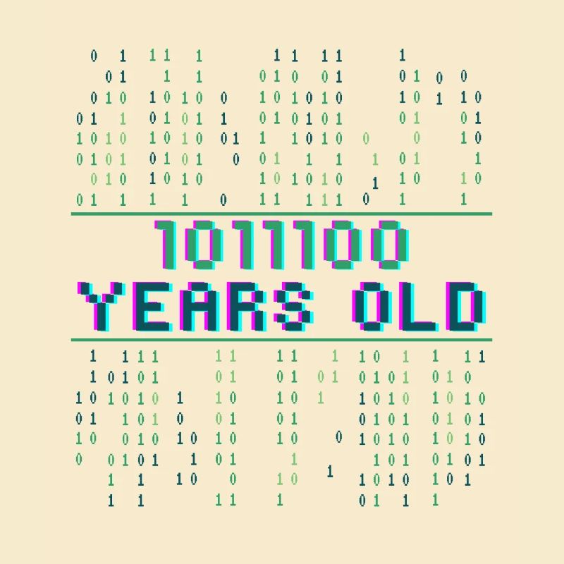 92nd Birthday 92 years old Binary Code Computer Science