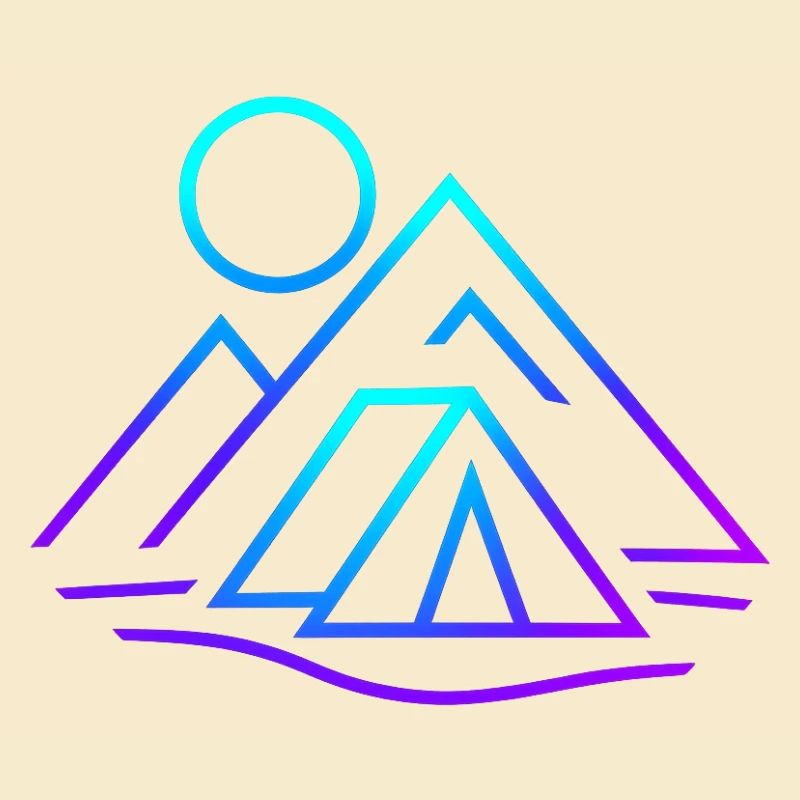 Futuristic mountain and camping landscape