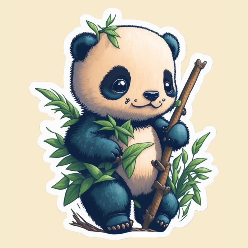 Cute Panda with Bamboo