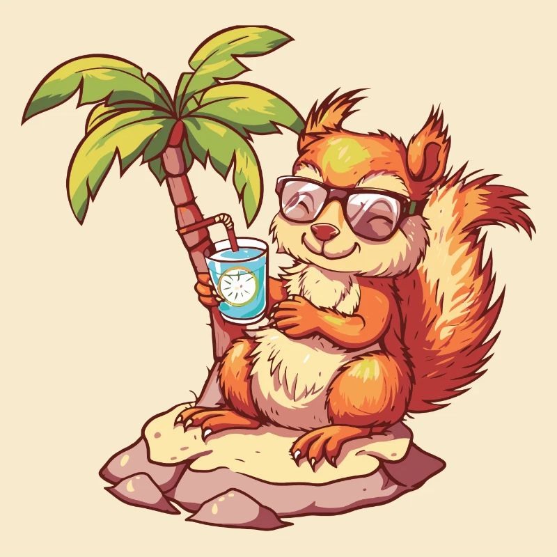Eichhörnchen Sommer Strand Comic