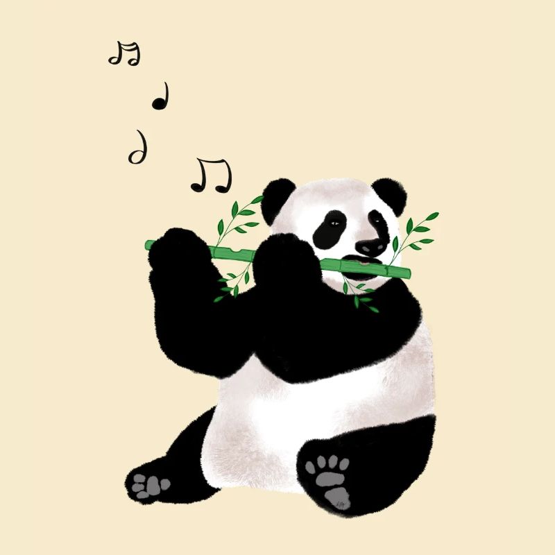 Panda spielt Flöte
