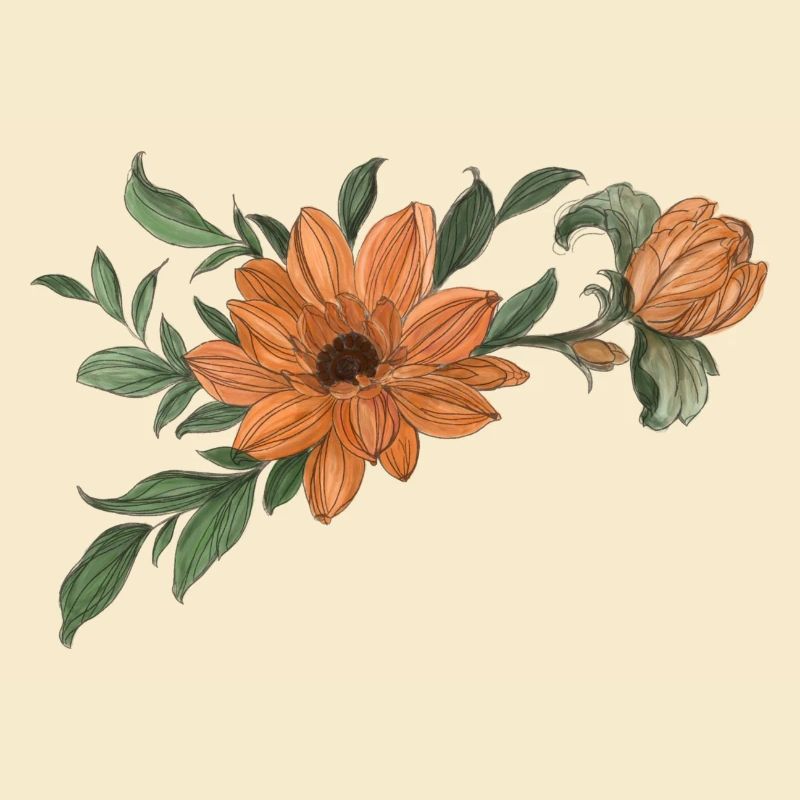 Blume Orange mit Knospe