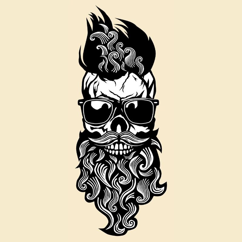 Kopf des Todes Hipster Schädel bärtiger Bart Schnurrbart m