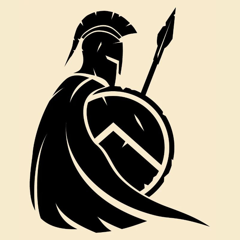 Stylized Spartan Warrior – Black Strength & Honor
