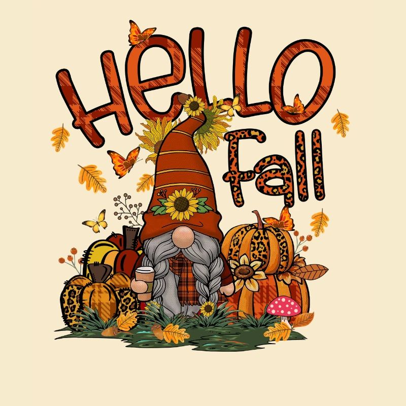 Hello Fall Gnome Thanksgiving Day Pumpkin Patch