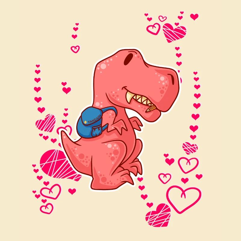 T-Rex Liebe Herzen Schulkind