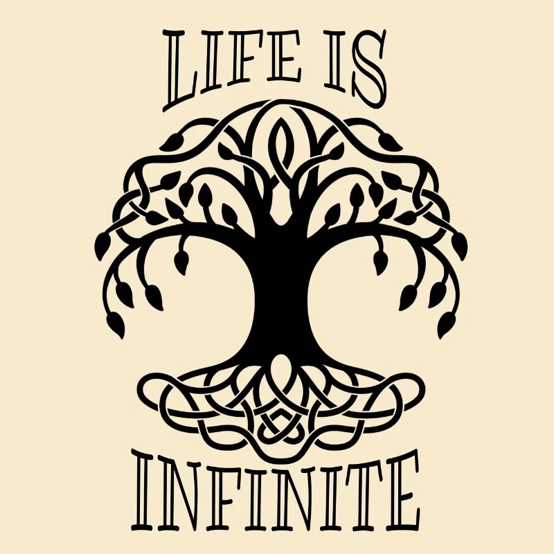 Das Leben ist unendlich Spruch mit Lebensbaum