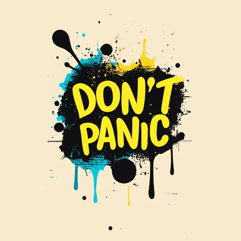 Don't Panic! Lustiger Spruch Zitat Statement
