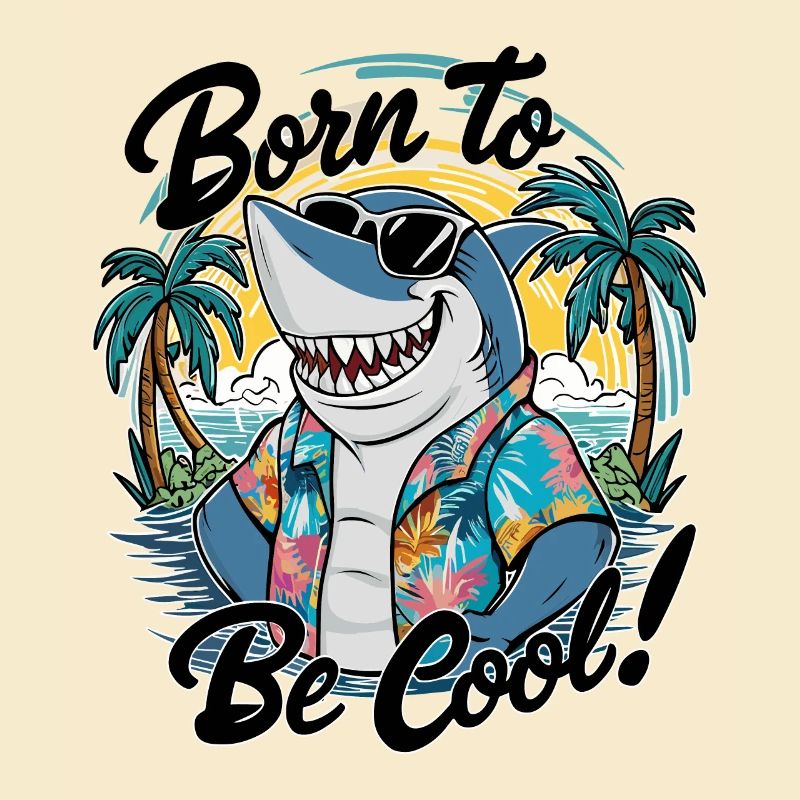 Funny shark with sunglasses summer vacation