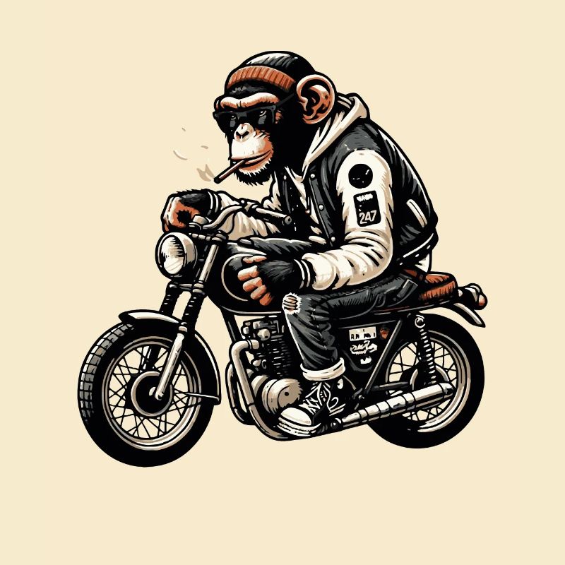 Chimpanzee Biker Coolness Tee