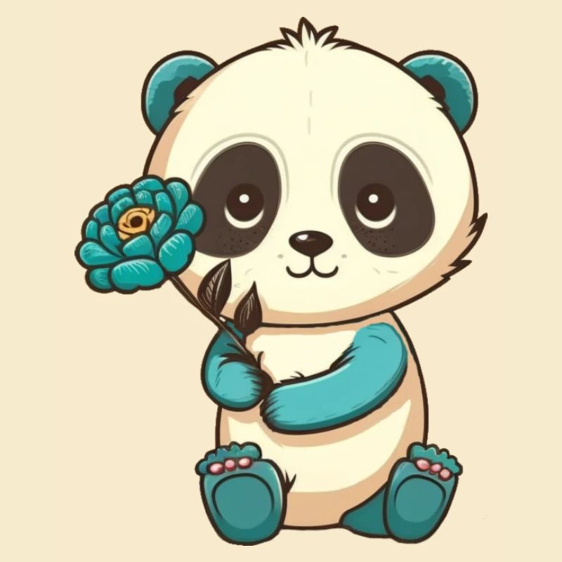 Panda mit Blume