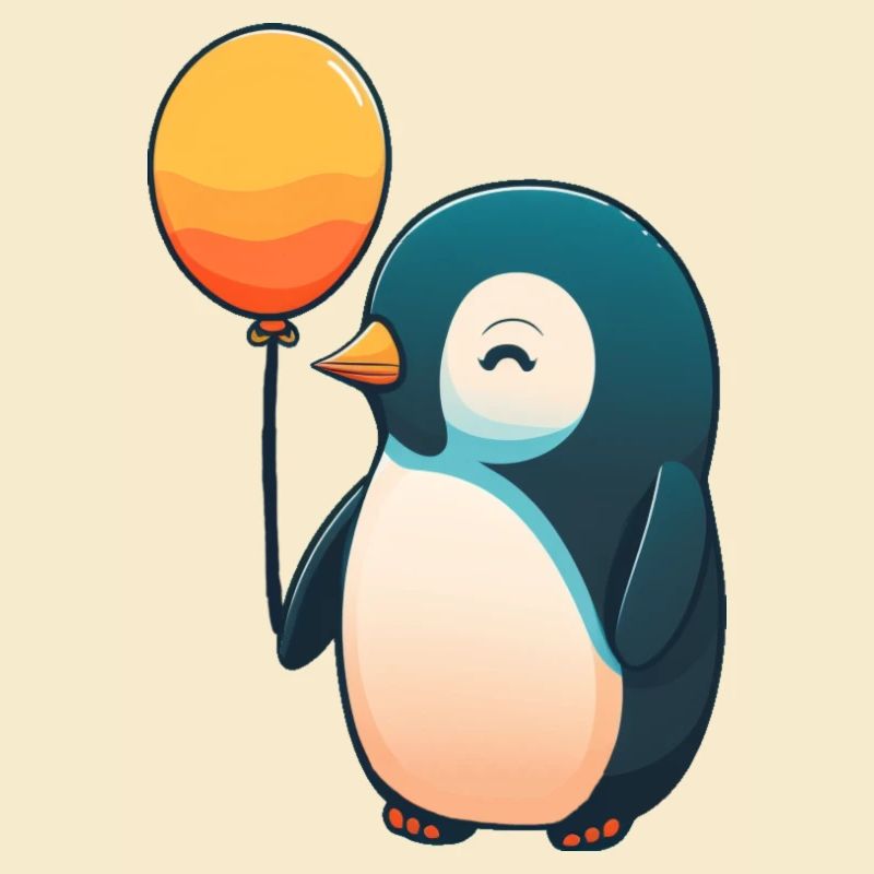 Pinguin mit Luftballon