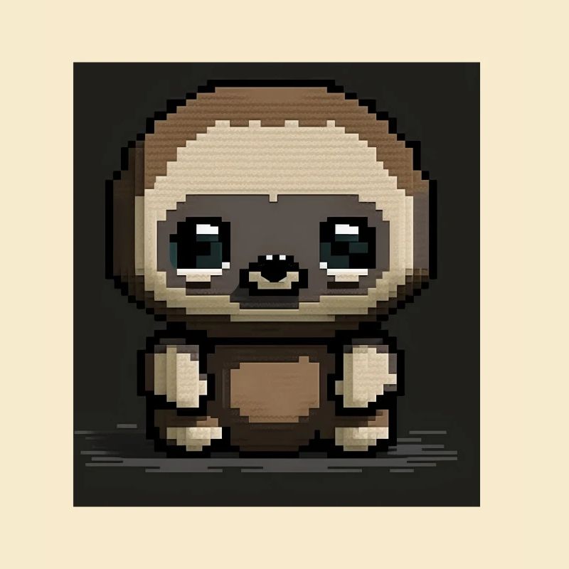 Pixel Art Chibi Sloth