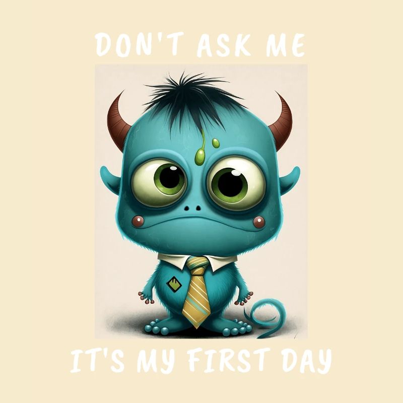 First Day At Work Funny Monster Design