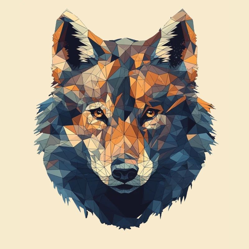 Geometric Wolf Head in Triangle Look