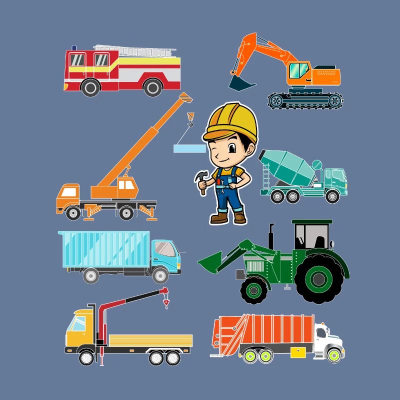 Construction vehicles fire engine construction sites baggershirt