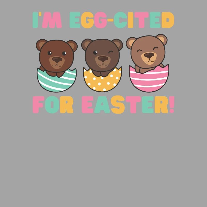 cute bears at Easter with Easter eggs bear