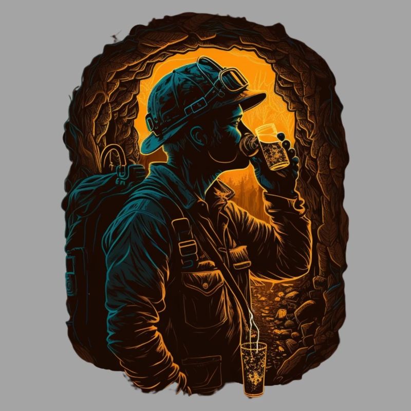 Mining buddy drinks his beer underground
