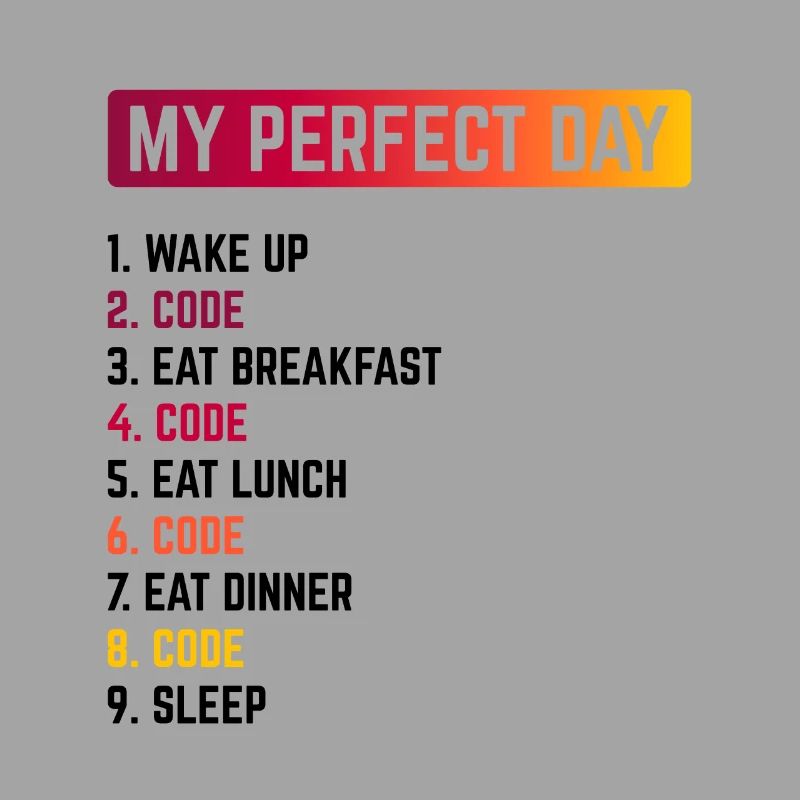 My Perfect Day Wake Up Code Software Developer Pro