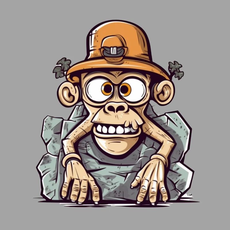 Adventurous monkey artwork with mountaineering hat