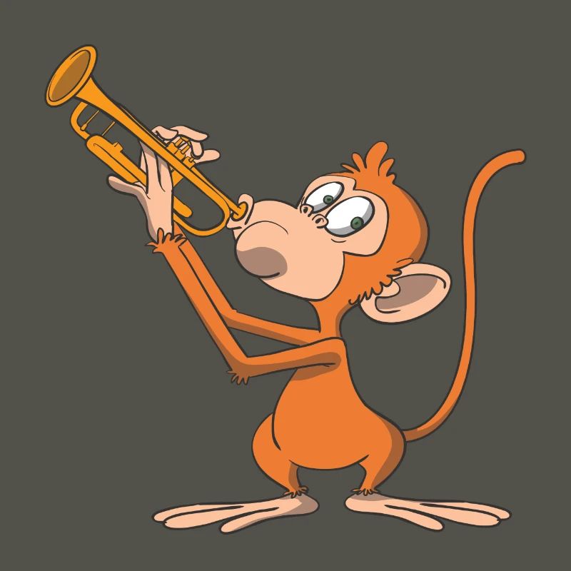 Affe spielt Trompete