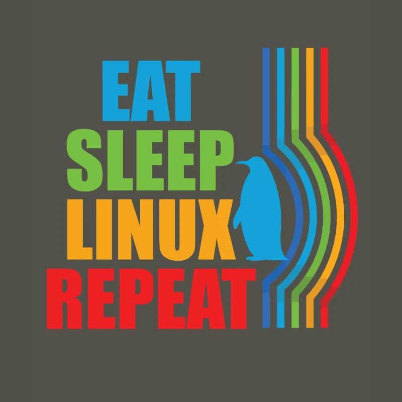 Eat Sleep Linux Répéter Rétro Pingouin Nerd Geek