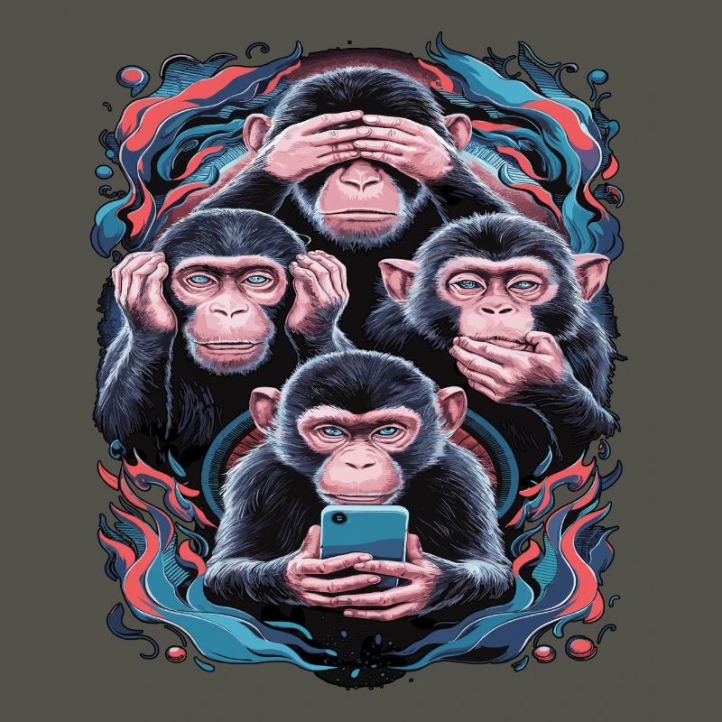 singe sage avec téléphone portable drôle multi conception multimédia
