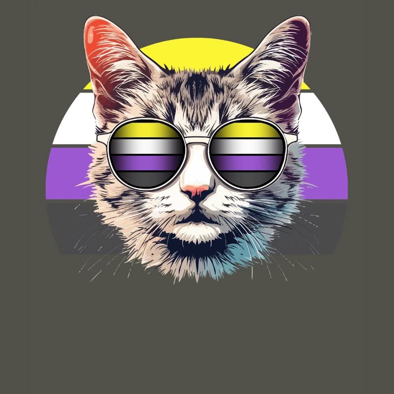 Nonbinary Pride Coole Katze mit Sonnenbrille Retro