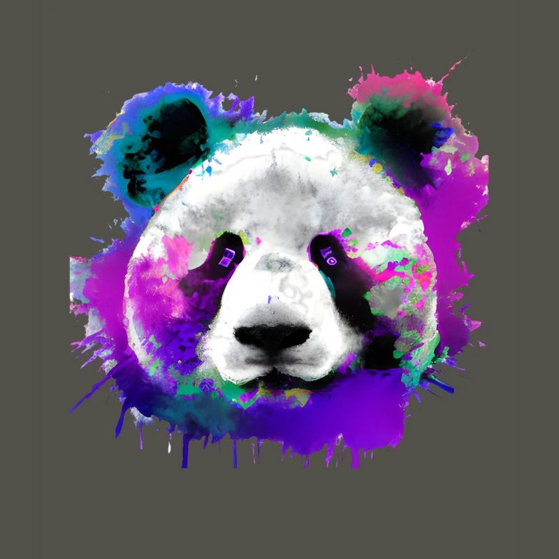 Farbenfroher Panda mit Spritzern