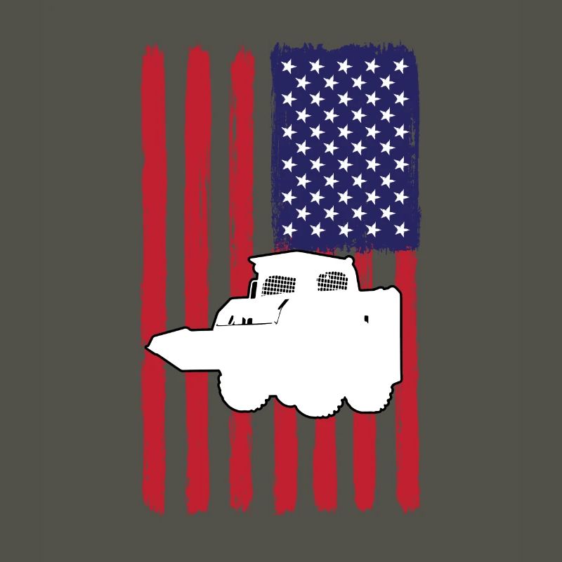 Chargeuse compacte avec drapeau des États-Unis