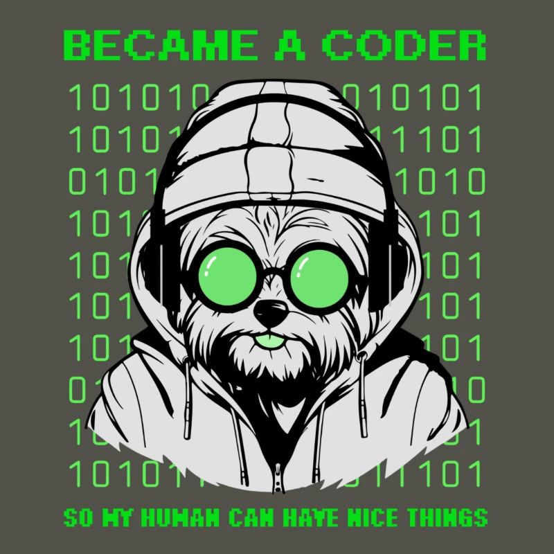 Became a Coder – Hacker Dog Binary Look