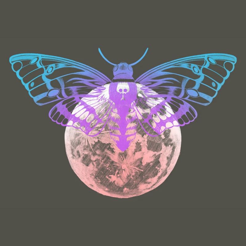 Drawing Moth and Full Moon / Skull Hawkmoth
