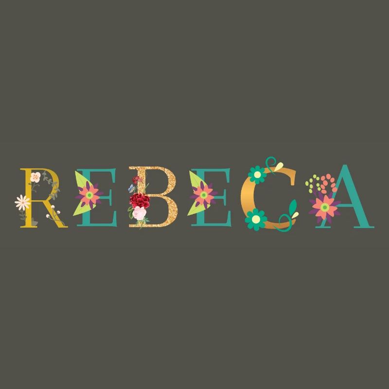 Le nom REBECA est décoré de fleurs