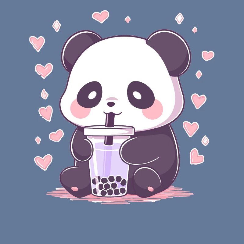 Kawaii Panda Drinks Boba Bubble Tea Chibi