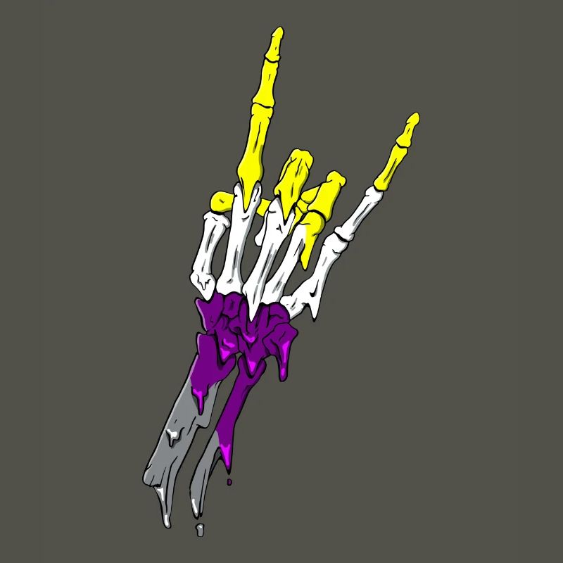 Non Binary Pride Flag Devil Horn Skeleton Subtle
