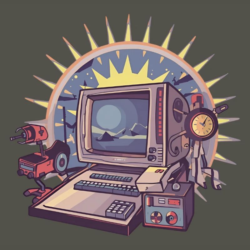 Futuristic computer with retro elements